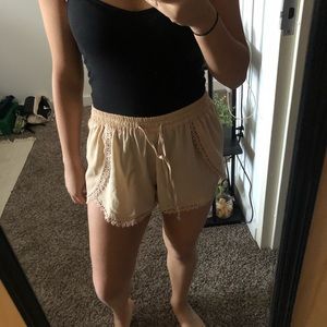 Lace drawstring shorts